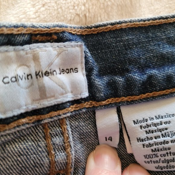 Vintage Calvin Klein High Waisted Blue Jean Denim Shorts Size 14 - Picture 7 of 8